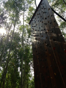 Rock climbing wall in the Recreation Center outside of Gulu
